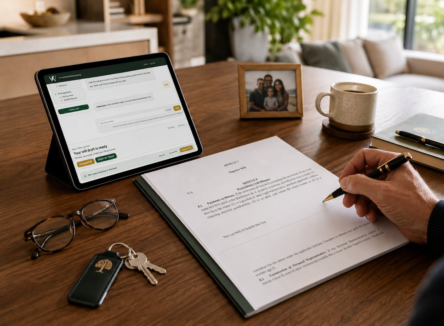 A person completing the Legacy Will planning workbook
