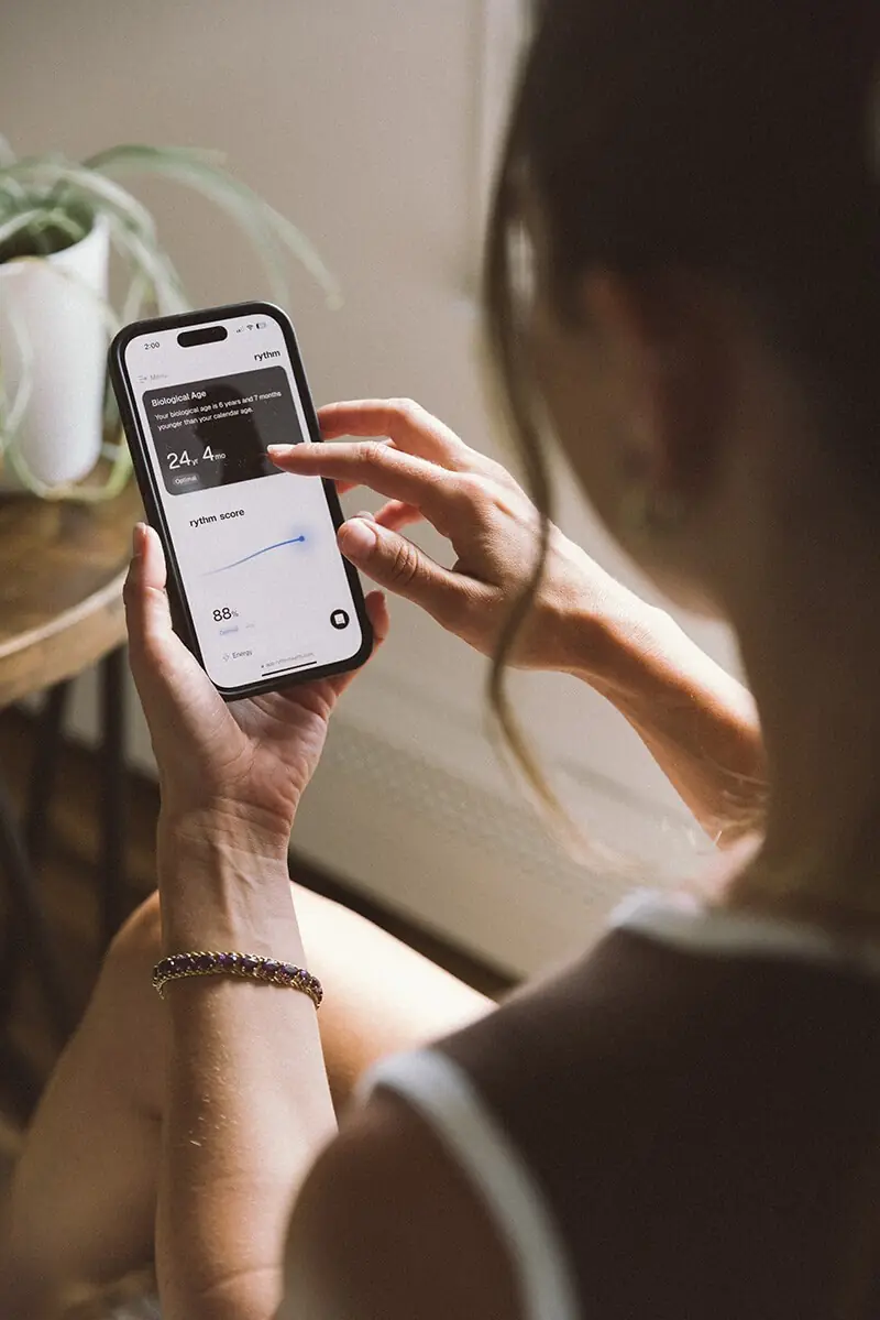 Mobile app showing health biomarker results